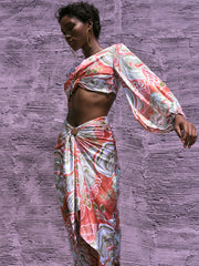 Andrea Iyamah: Behati Cropped-Behati Skirt (R22T4B-MUSH-R22SK1B-MUSH)