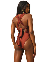 Andrea Iyamah: Rora Cut Out One Piece Swimsuit (S2304-CHOCO)