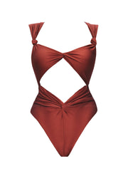 Andrea Iyamah: Rora Cut Out One Piece Swimsuit (S2304-CHOCO)