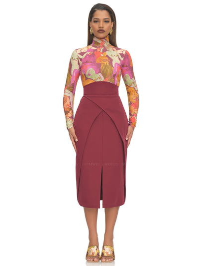 Andrea Iyamah: Collo Turtleneck Bodysuit-Sita Corset Skirt (F23KL3-EVE-F23S3B-EVE)