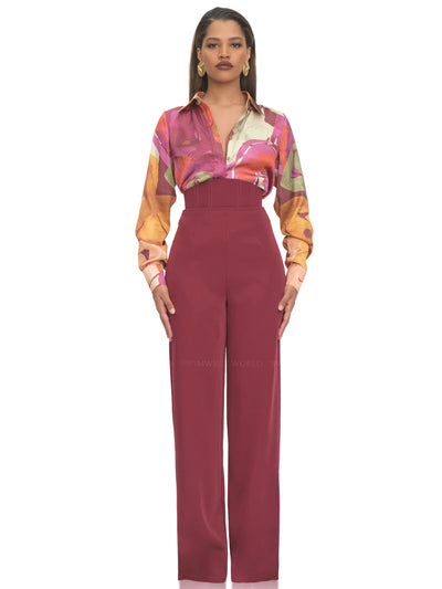 Andrea Iyamah: Vana Button Down Shirt-Sita Corset Pants (R23T21D-EVE-F23S3B-EVE)