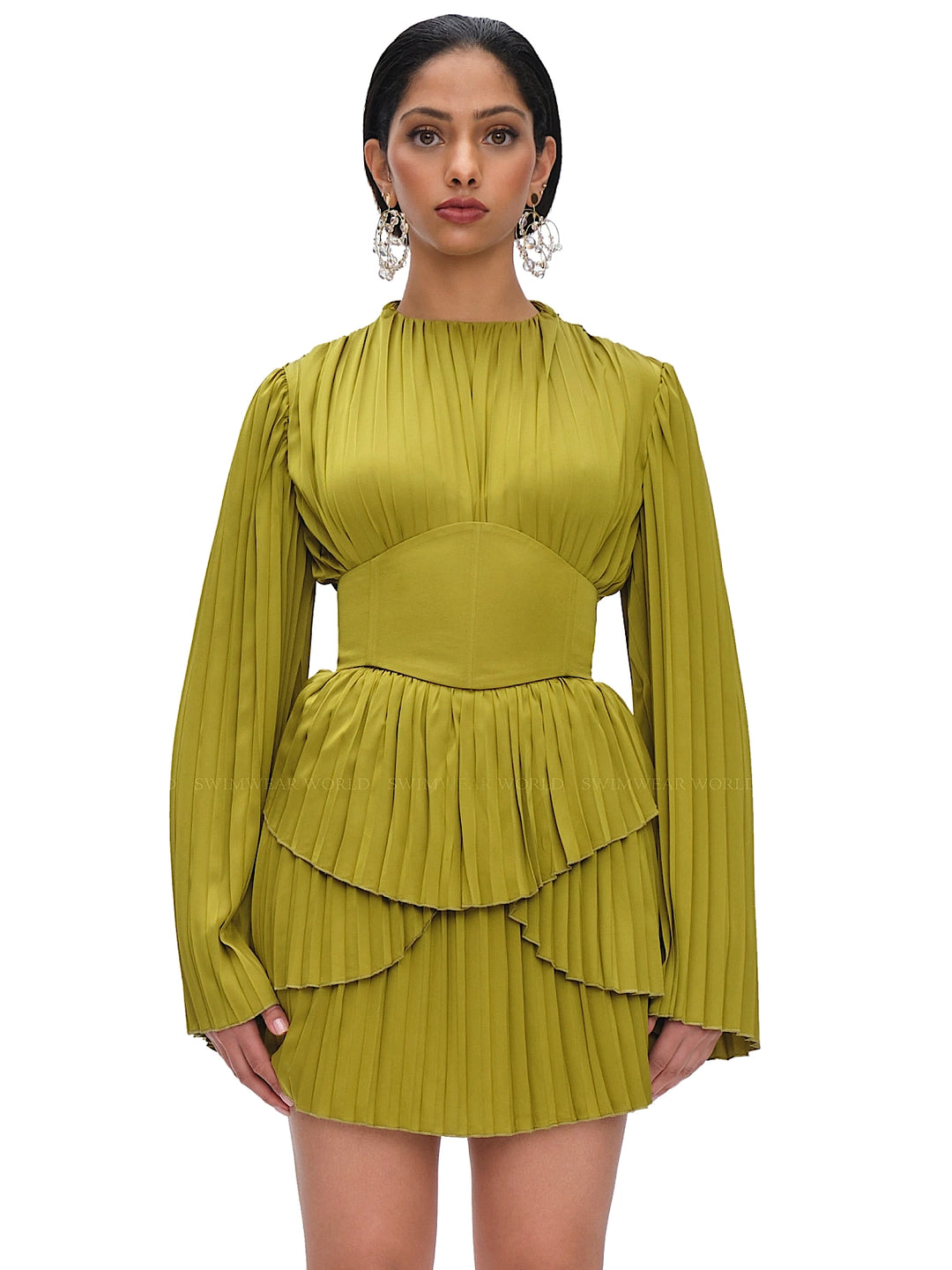 Andrea Iyamah: Lenti Pleated Mini Dress (LENTI-LIME-DRESS) – Swimwear World