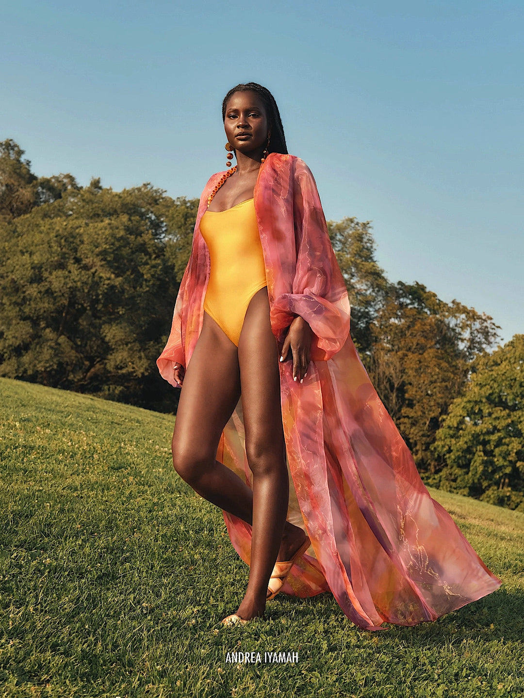 open lace back dress Andrea Iyamah: Nali Organza Robe (RS21CU4B) – Swimwear World
