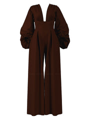 Andrea Iyamah: Zerra Bubble Sleeve Jumpsuit (ZERRA-CFFE-JPMST)