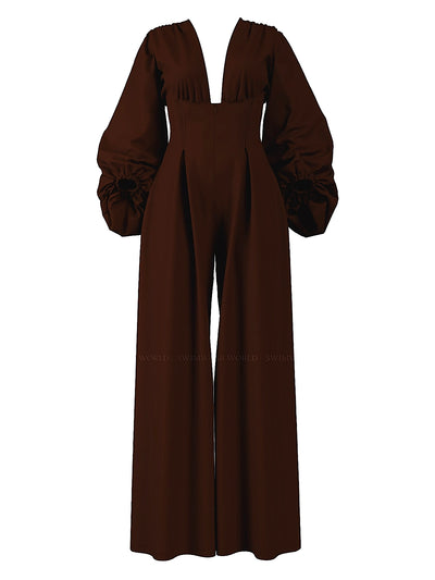 Andrea Iyamah: Zerra Bubble Sleeve Jumpsuit (ZERRA-CFFE-JPMST)