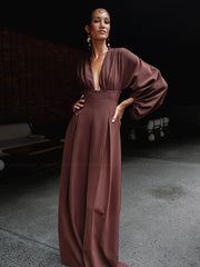 Andrea Iyamah: Zerra Bubble Sleeve Jumpsuit (ZERRA-CFFE-JPMST)