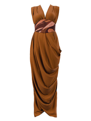 Andrea Iyamah: Adi Knit Kaftan Dress (ADI-CAMEL-DRESS)