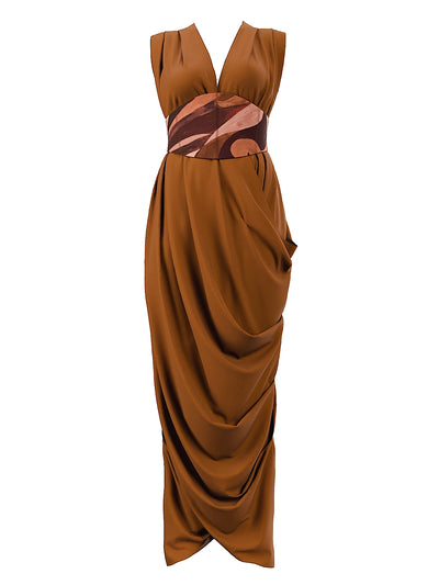 Andrea Iyamah: Adi Knit Kaftan Dress (ADI-CAMEL-DRESS)