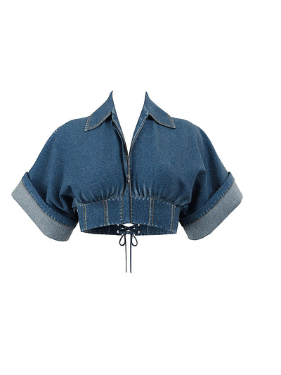 Andrea Iyamah: Alu Denim Crop Top (ALU-DNIM-T)