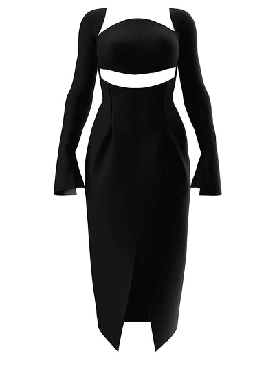 Andrea Iyamah: Nita Midi Dress (NITA-BLCK-DRESS)