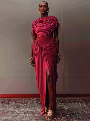 Andrea Iyamah: Katu Mesh Dress (KATU-PLUM-DRESS)