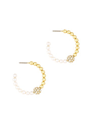 Ettika: Pearl and Crystal Hoop Earrings (E3132-PRL-G-710)