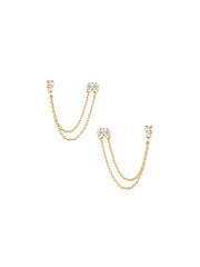 Ettika: Two Hole Piercing Chain Dangle Earrings in Gold (E3333.CLR.G)