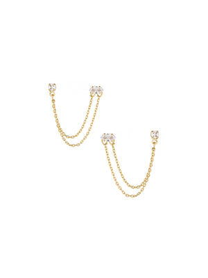 Ettika: Two Hole Piercing Chain Dangle Earrings in Gold (E3333.CLR.G)