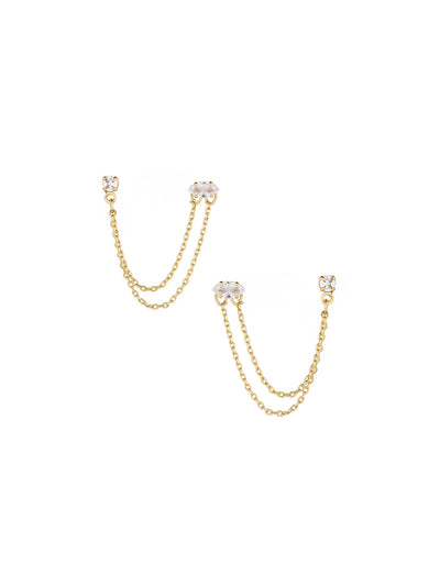 Ettika: Two Hole Piercing Chain Dangle Earrings in Gold (E3333.CLR.G)