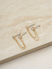 Ettika: Two Hole Piercing Chain Dangle Earrings in Gold (E3333.CLR.G)
