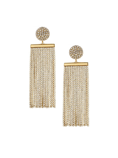 Ettika: All The Movement Crystal Fringe 18k Gold Plated Earrings (E3363-CLR-G)