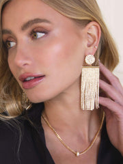 Ettika: All The Movement Crystal Fringe 18k Gold Plated Earrings (E3363-CLR-G)