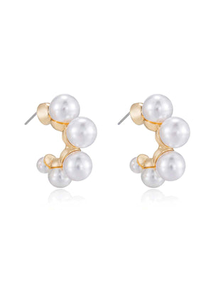 Ettika: Five Point Pearl Hoop Earrings (E3414.PRL.G)