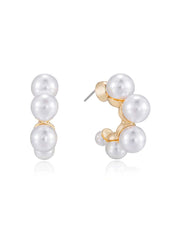 Ettika: Five Point Pearl Hoop Earrings (E3414.PRL.G)