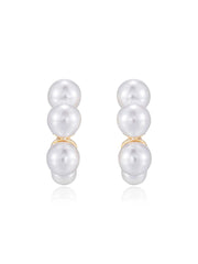 Ettika: Five Point Pearl Hoop Earrings (E3414.PRL.G)