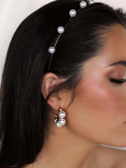 Ettika: Five Point Pearl Hoop Earrings (E3414.PRL.G)