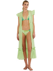 Palmacea: Eyelet Ruffled Sleeves Kaftan (EYRUSLK-CLRY)