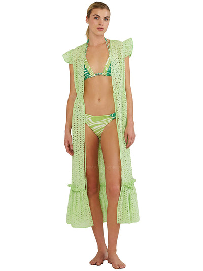Palmacea: Eyelet Ruffled Sleeves Kaftan (EYRUSLK-CLRY)