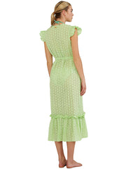 Palmacea: Eyelet Ruffled Sleeves Kaftan (EYRUSLK-CLRY)