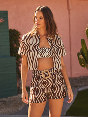 Palmacea: Ama Printed Shirt-Zubi Printed Shorts Bikini (AMAPRI-CONG-ZUBIPR-CONG)