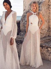 PatBO: Asymmetric Netted Beach Dress (VEL27724US-100)