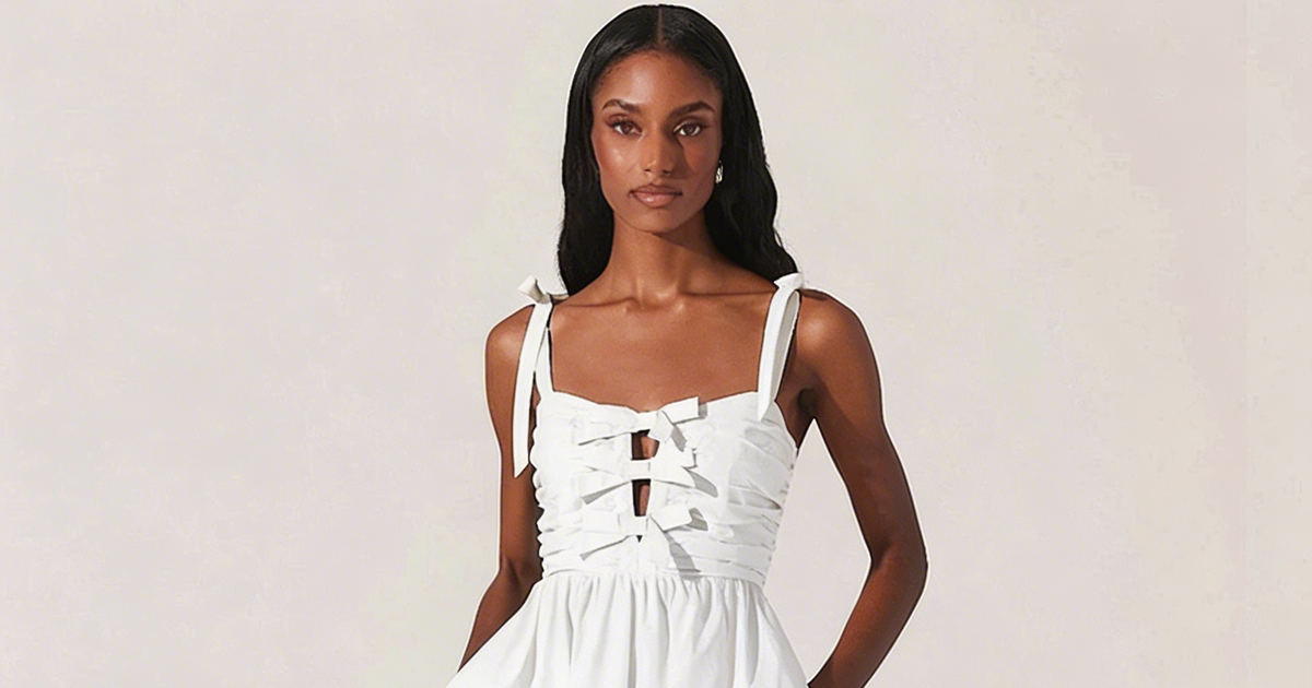 astr the label women's helia cotton midi dress Helia Bow Front Midi Dress