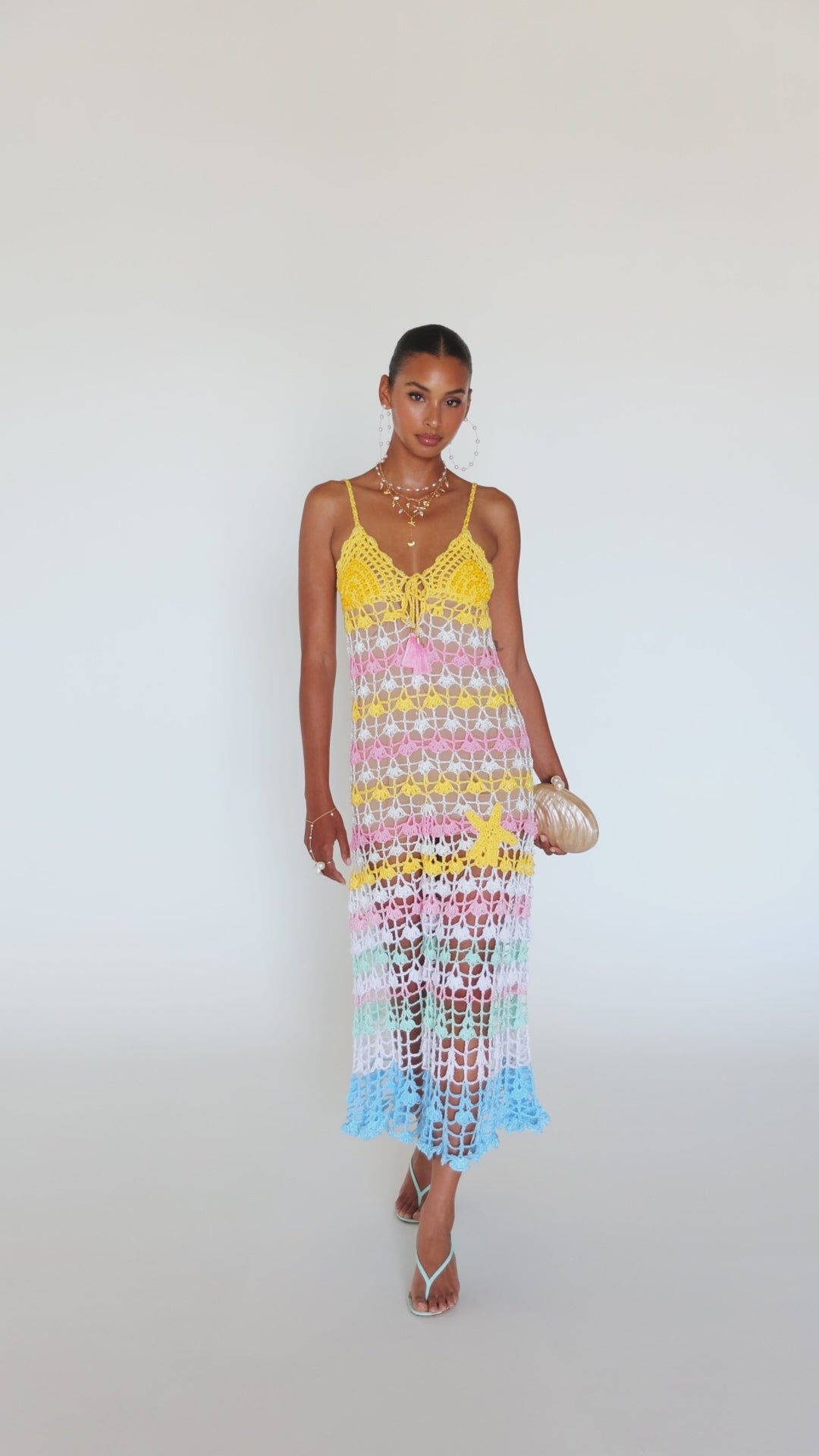 Andreeva: Flower Marine Handmade Maxi Dress (1326)