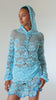 Andreeva: Aqua Marine Handmade Crochet Hoodie-Aqua Marine Handmade Crochet Mini Skirt (0426-0526)